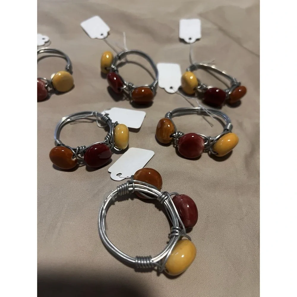 Set 6 Beaded Napkin Rings Napkin Holders‎ Harvest Fall Autumn Colors Table Decor